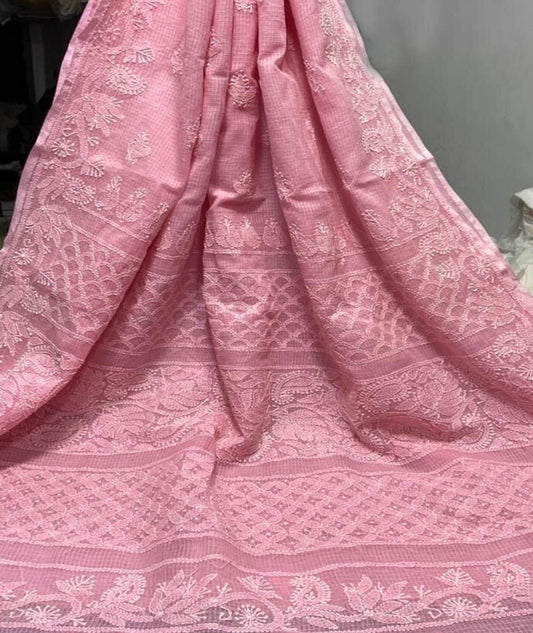 Elegant Kota cotton Saree with Hand Lucknowi Chikankari work ( without BP)