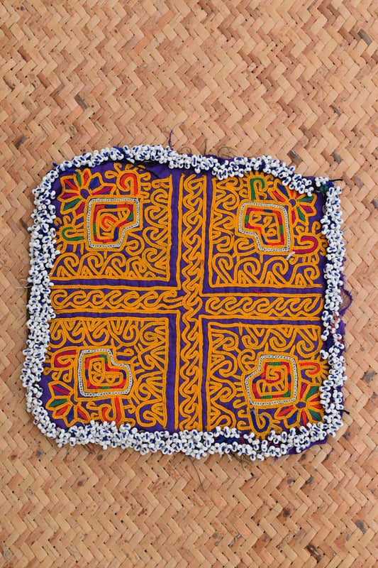 Authentic Vintage Hand Embroidered Banjara Afghani Tribal Patch with bead work