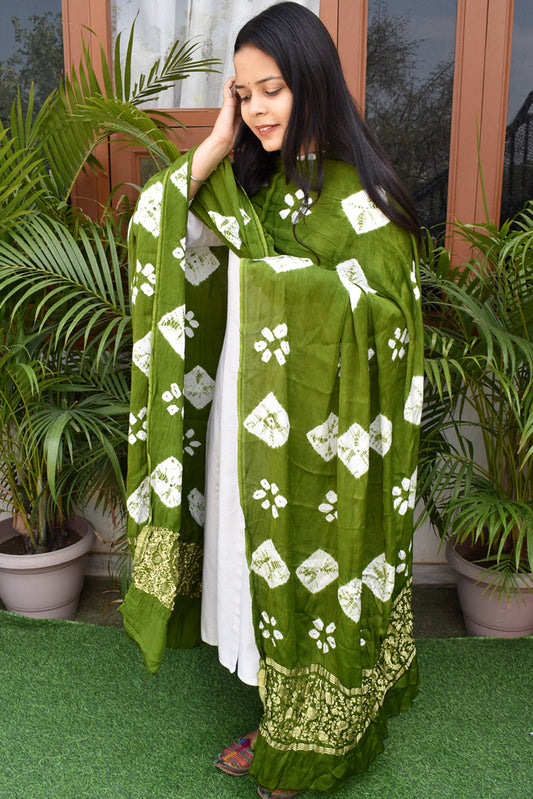 Beautiful Hand Crafted Shibori Modal Silk Dupatta with Tissue Lagdi patta palla