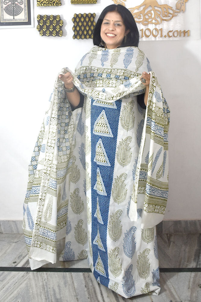 Bagh Hand Block Printed unstitched 3 pc Cotton suit fabric with block print from MP