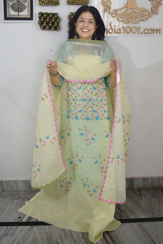 Elegant Kota Kurta & Dupatta set with Hand done Heavy Phool patti work & Cotton Bottom