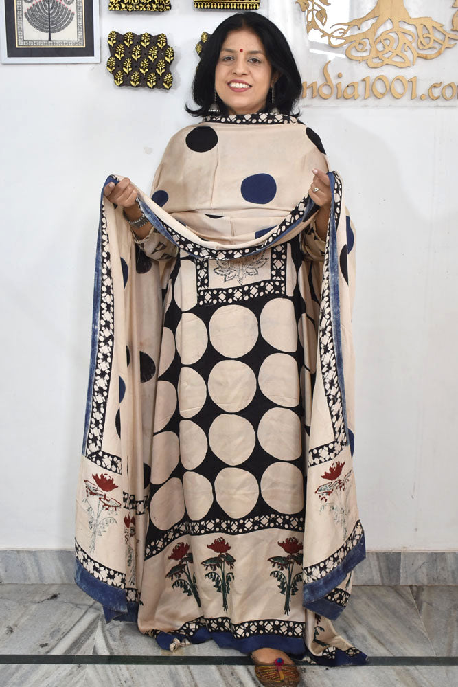 Beautiful Ajrakh Hand Block Printed Modal Silk set