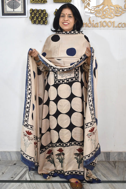 Beautiful Ajrakh Hand Block Printed Modal Silk set