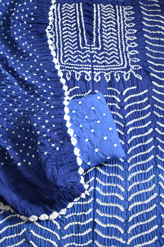 Hand Tie & Dye Kutch Bandhani 3 pc Cotton Unstitched Suit