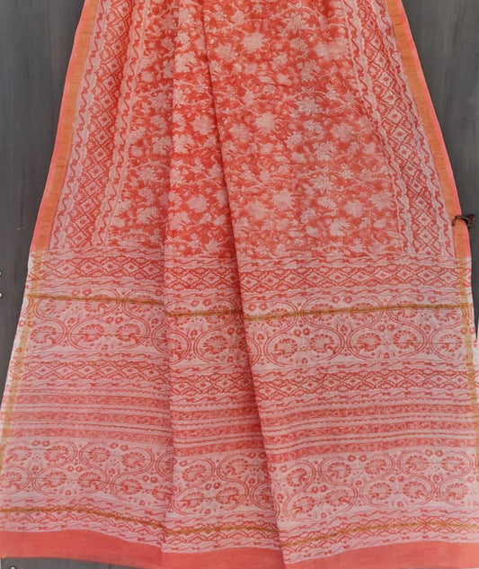 Beautiful Hand Block Printed Chanderi Silk Cotton Saree