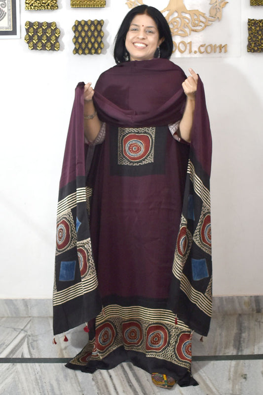 Beautiful Ajrakh Hand Block Printed Modal Silk 2 piece set