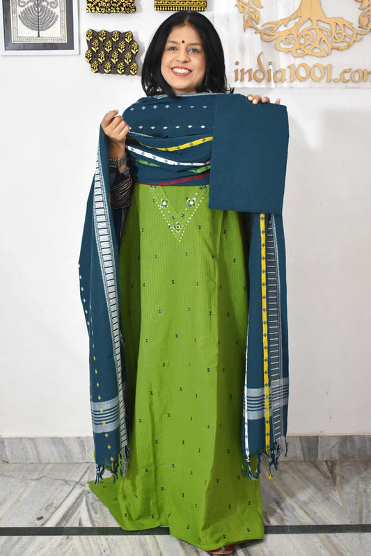 Elegant Handloom Cotton suit with cotton dupatta