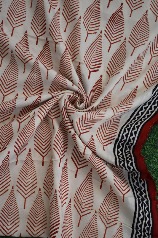 Beautiful Modal Silk Bagru Hand Block Print Fabric