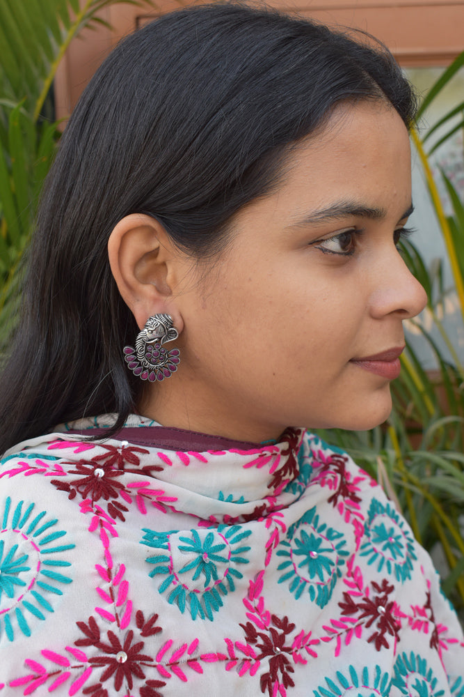 Elegant Antique finish German silver earrings