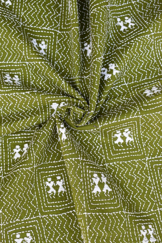 Cotton Blouse fabric with Hand Kantha work