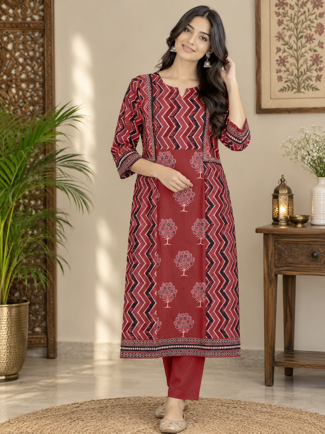 Designer Ajrakh Cotton Kurta - Size 38 to 44 ( all sizes)