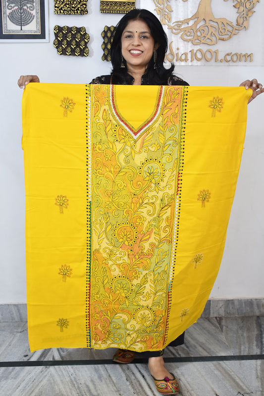 Hand Embroidered Kantha work cotton fabric - (Length 2.8 mtrs )