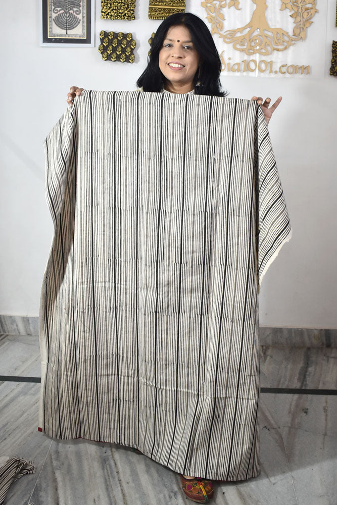 Elegant Handwoven Cotton Unstitched Suit with Ajrakh patch ,Intricate Hand Embroidery & block print chiffon dupatta