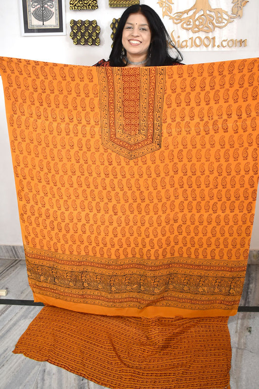 Beautiful Bagh Crepe Hand Block Print Fabric