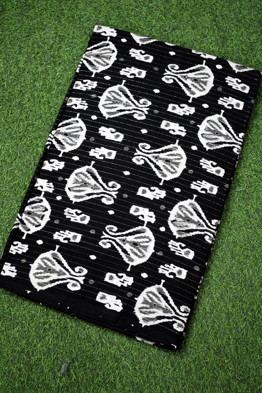 Block Printed Running Lurex Cotton Fabric