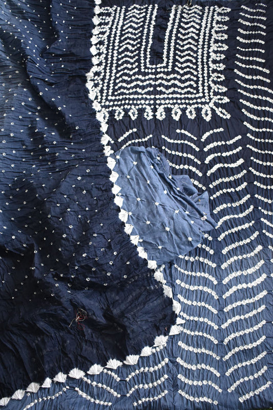 Hand Tie & Dye Kutch Bandhani 3 pc Cotton Unstitched Suit