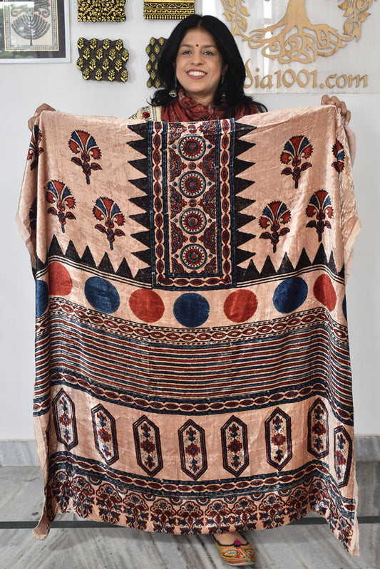 Ajrakh Velvet kurta fabric