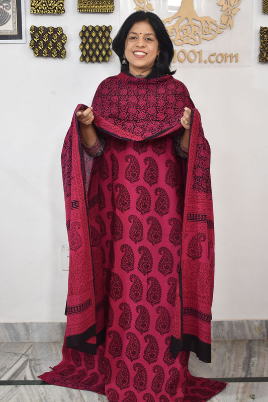 Bagh Hand Block Printed unstitched 3 pc Cotton suit fabric from MP