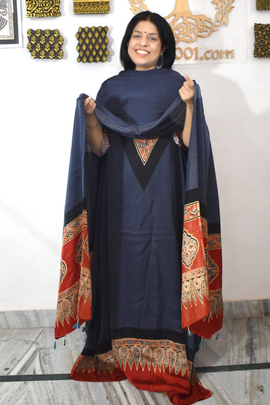 Beautiful Ajrakh Hand Block Printed Modal Silk 2 piece set