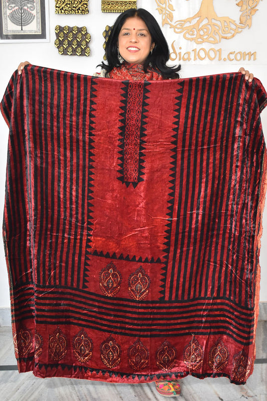 Ajrakh Velvet kurta fabric