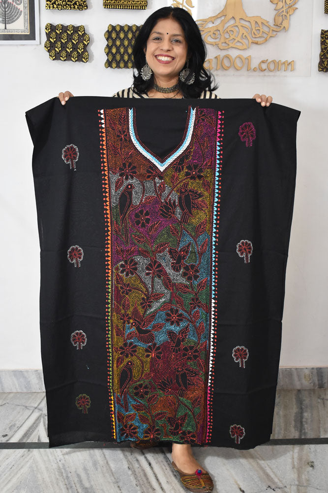 Hand Embroidered Kantha work cotton fabric - (Length 2.8 mtrs )