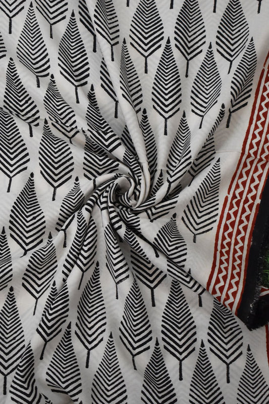 Beautiful Modal Silk Bagru Hand Block Print Fabric