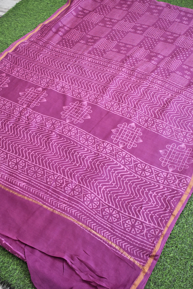 Beautiful Hand Block Printed Chanderi Silk Cotton Saree