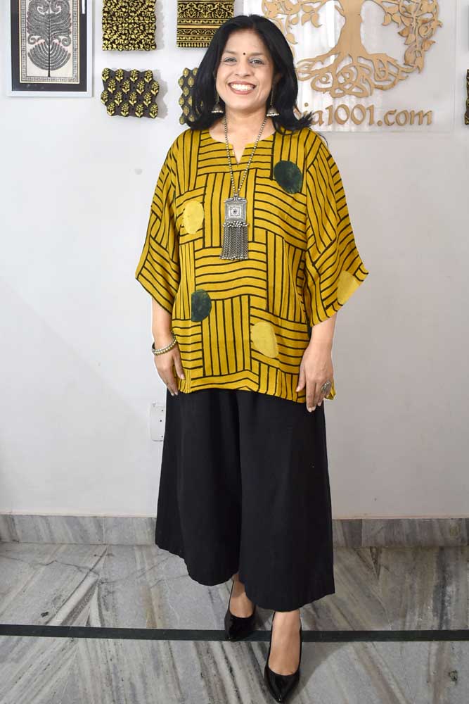 Beautiful Ajrakh Modal Silk Kaftan - 38 - 44