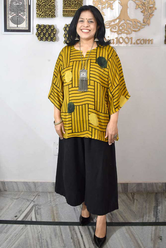 Beautiful Ajrakh Modal Silk Kaftan - 38 - 44