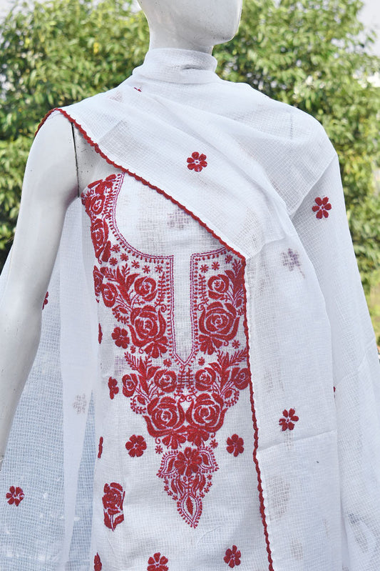 Elegant Kota Kurta & Dupatta Set with Lucknowi Hand Chikankari embroidery