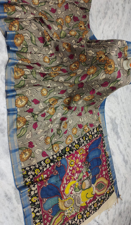 Kusuma : Beautiful Bangalore Silk Cotton Pen Kalamkari Saree