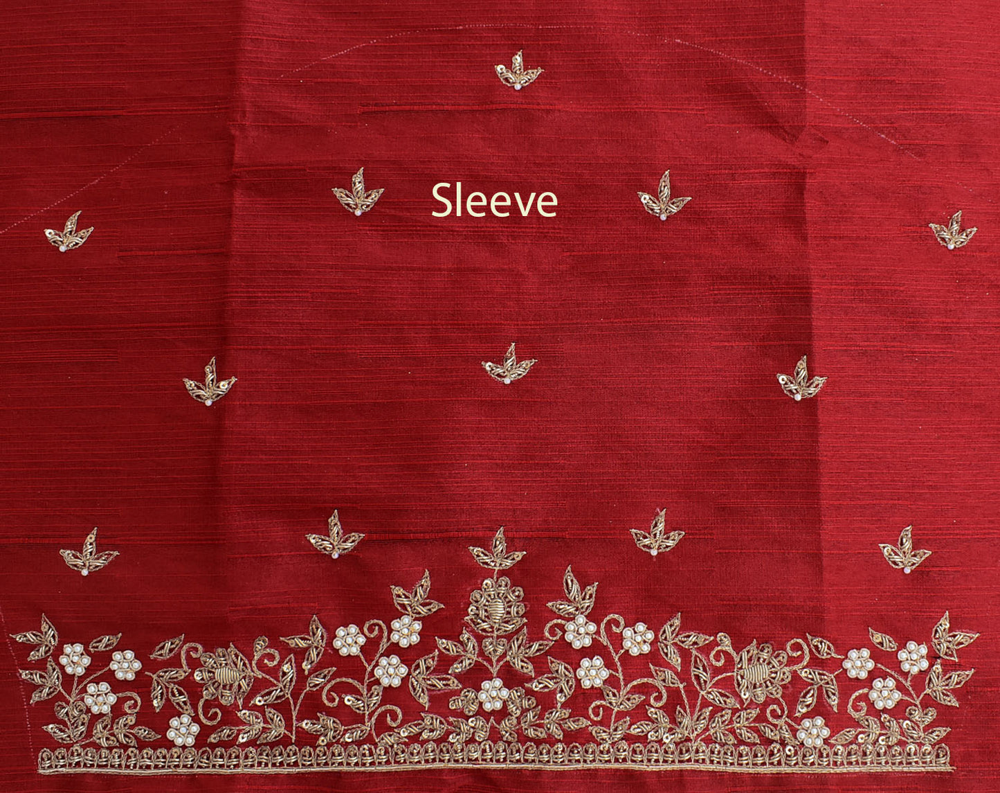 Intricate & Detailed Hand Zardozi, Dabka, Aari , Pearl & Sequin work Blouse Fabric on Art Silk Fabric