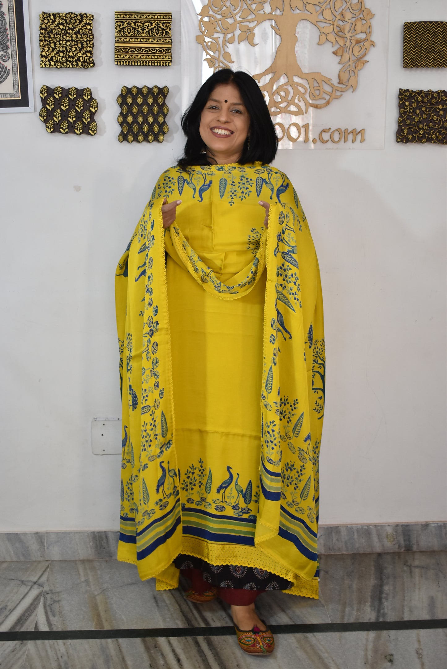 Elegant Modal Silk Hand Block Print Unstitched suit