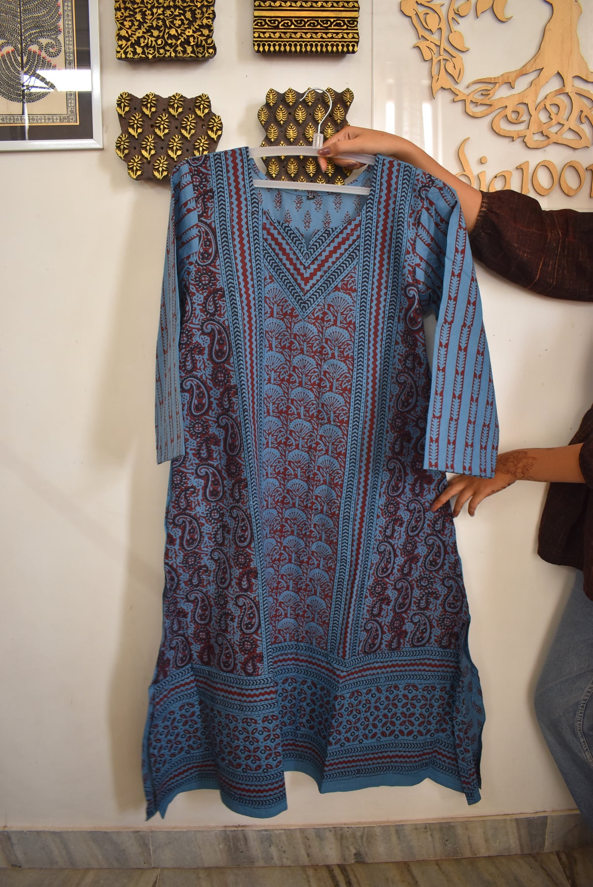 Beautiful Hand Block Printed Bagh cotton  Kurta - Size 42