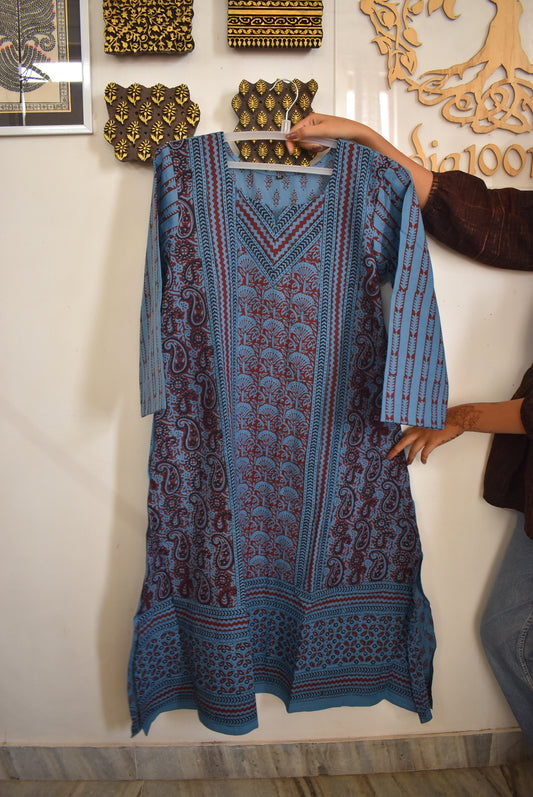 Beautiful Hand Block Printed Bagh cotton  Kurta - Size 42