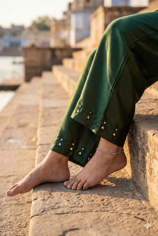 Elegant Mashru Pant With Kutch Mirror Work Size - 38 - 48