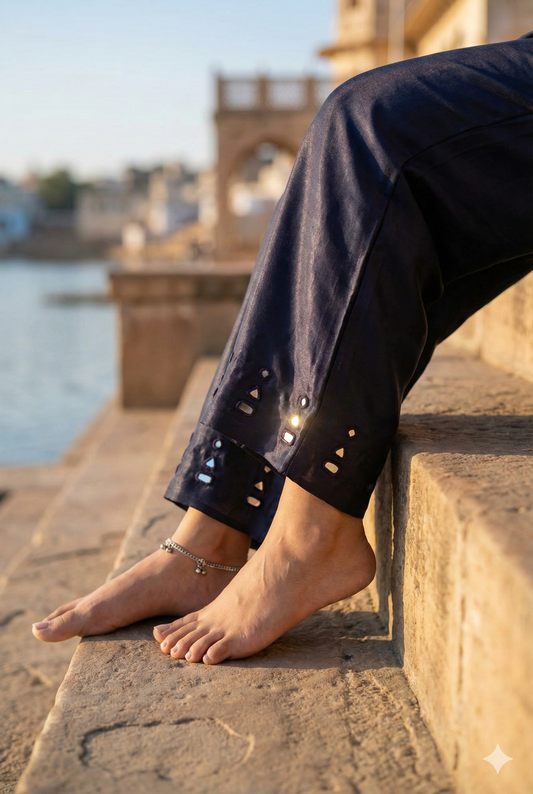 Elegant Mashru Pant With Kutch Mirror Work Size - 38 - 48