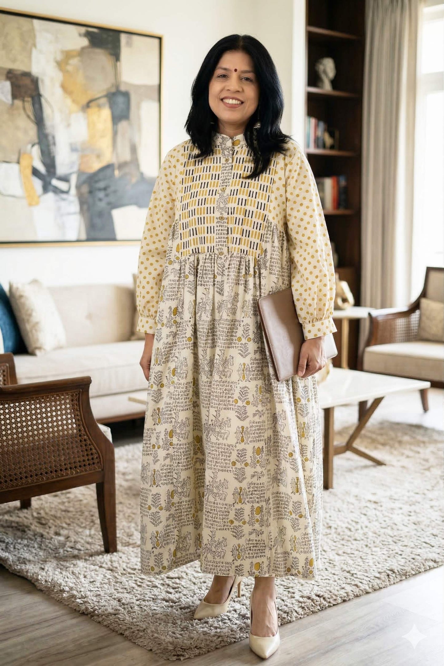 Elegant Hand Block Printed Cotton Kurta  - Sizes 40 - 46