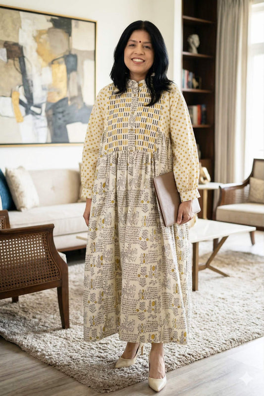 Elegant Hand Block Printed Cotton Kurta  - Sizes 40 - 46