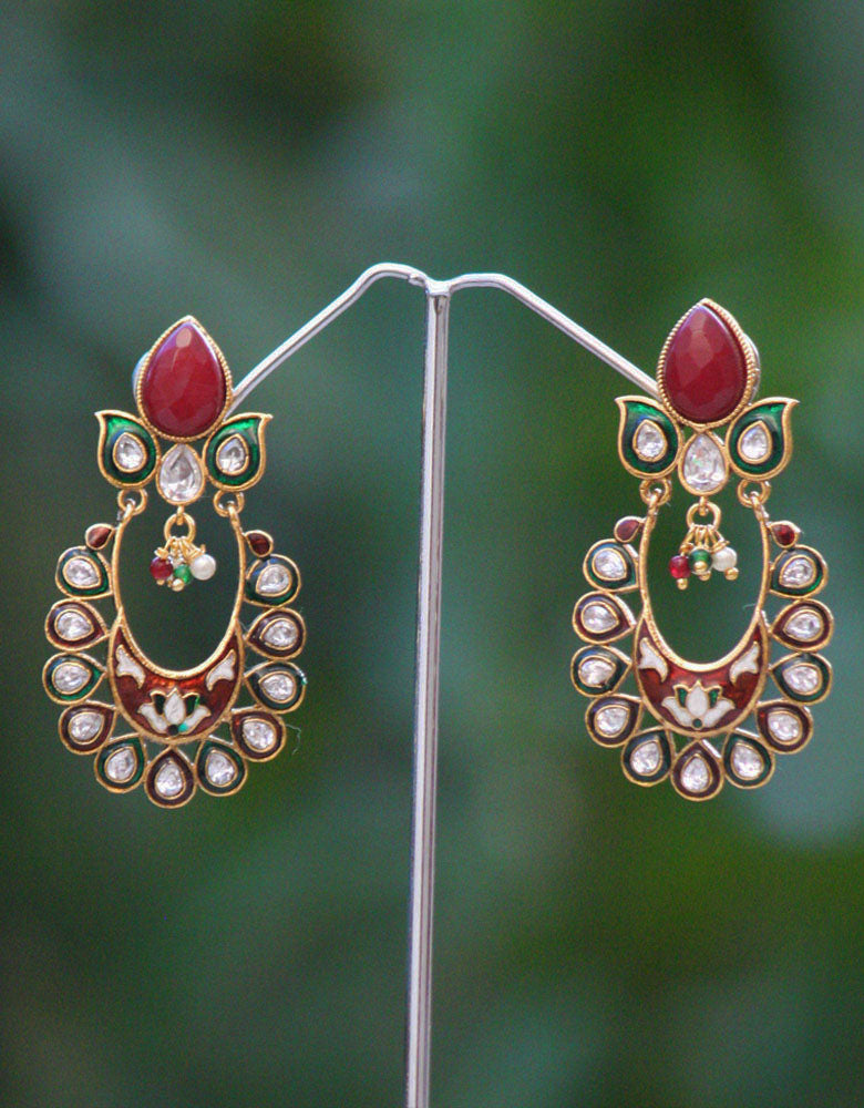 Stunning Meenakari, Polki &  Pearl Earrings