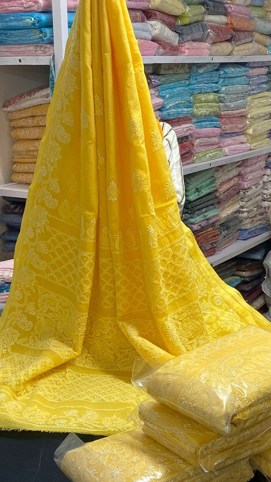 Elegant Kota cotton Saree with Hand Lucknowi Chikankari work ( without BP)