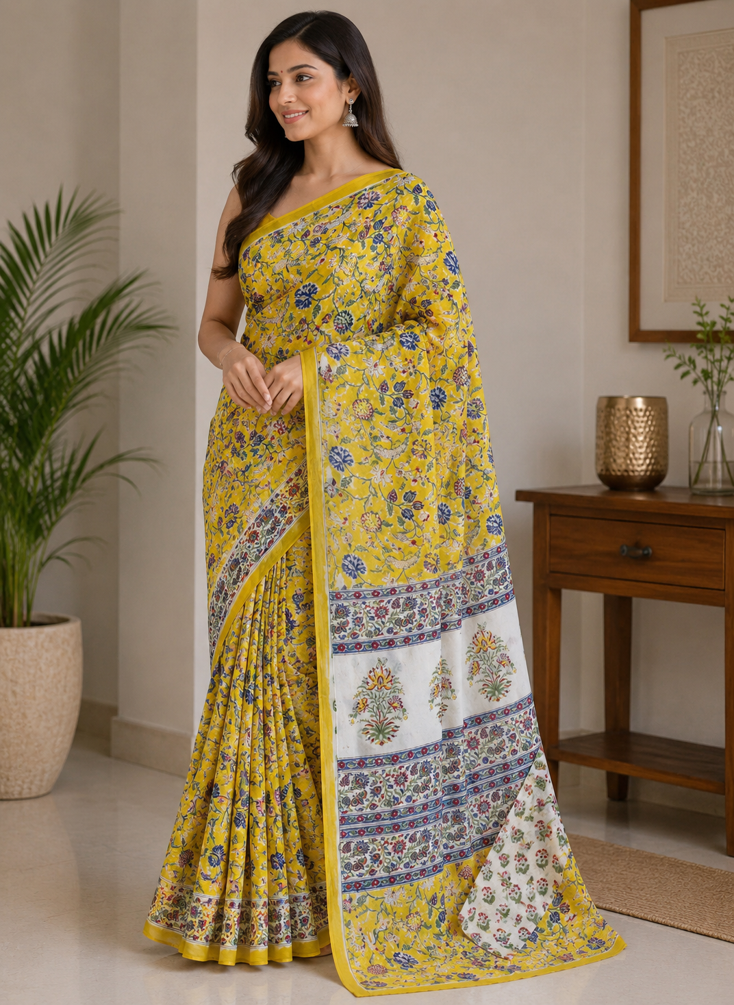 Elegant Hand Block Printed Georgette saree