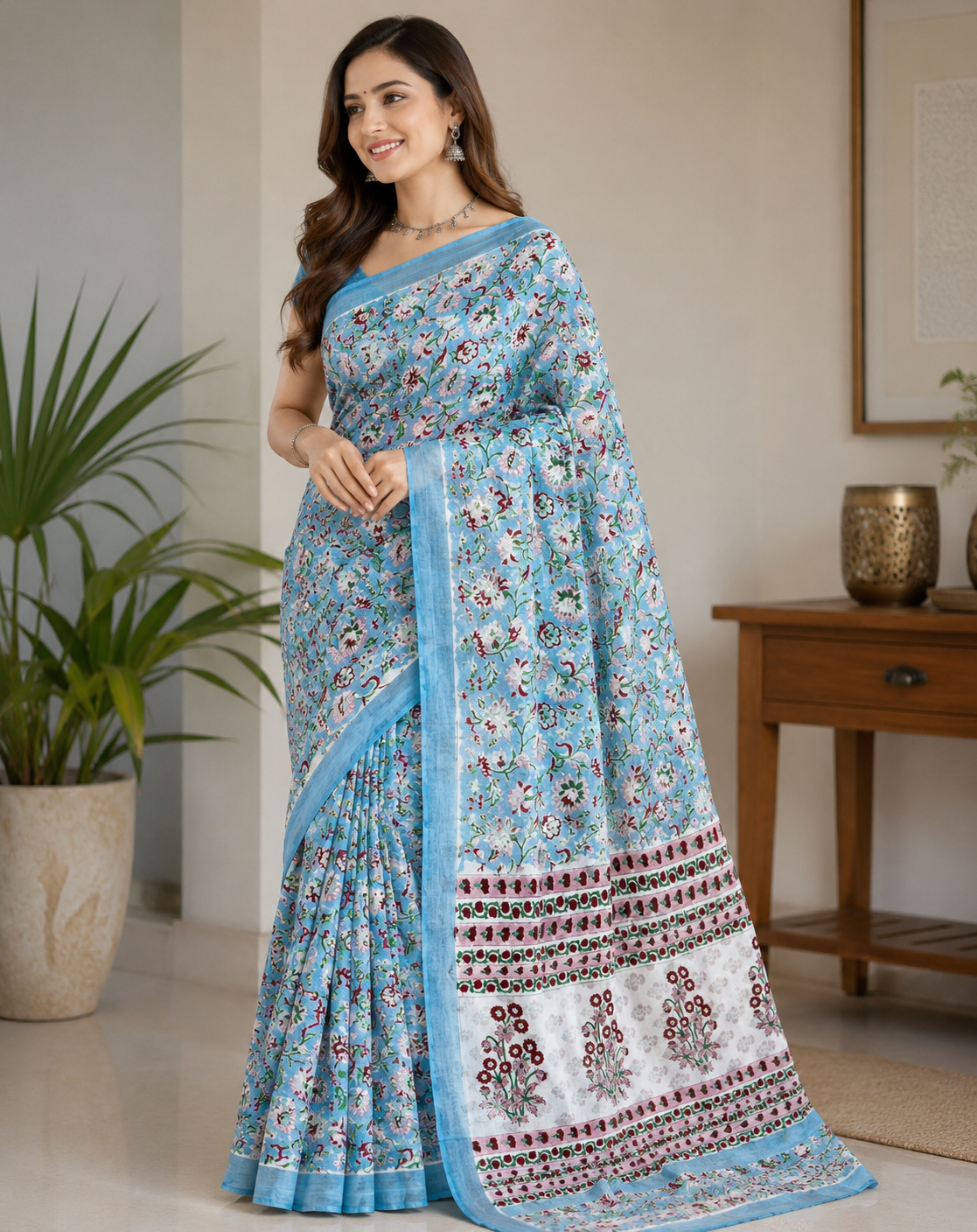 Elegant Hand Block Printed Georgette saree