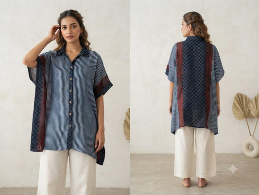 Beautiful Ajrakh Modal Silk Kaftan - 38 - 44