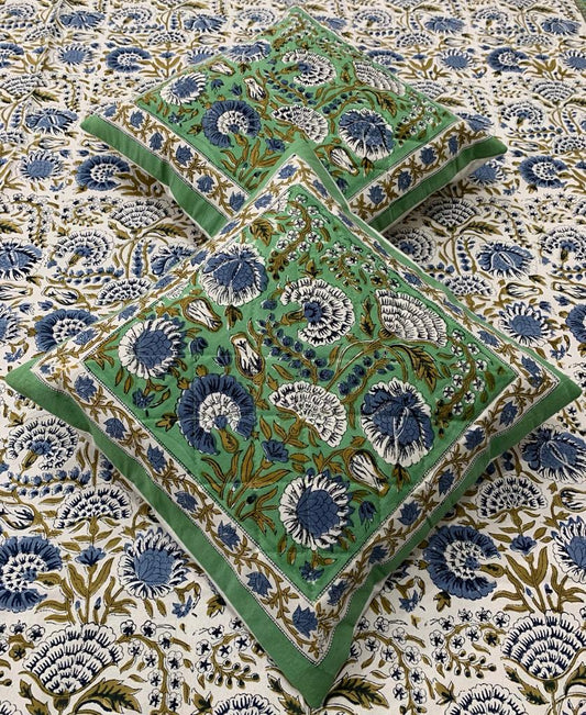 Hand Block Printed Cotton Cushion Cover (16 by 16 - Set of 5 cushion covers )