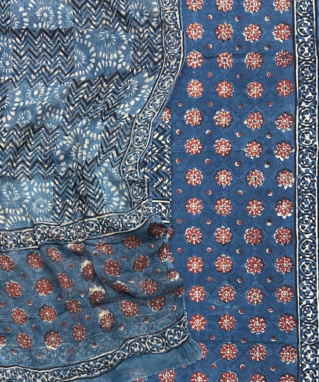 Beautiful Vanaspathi Ajrakh Pure cotton suit with Kota Doria dupatta
