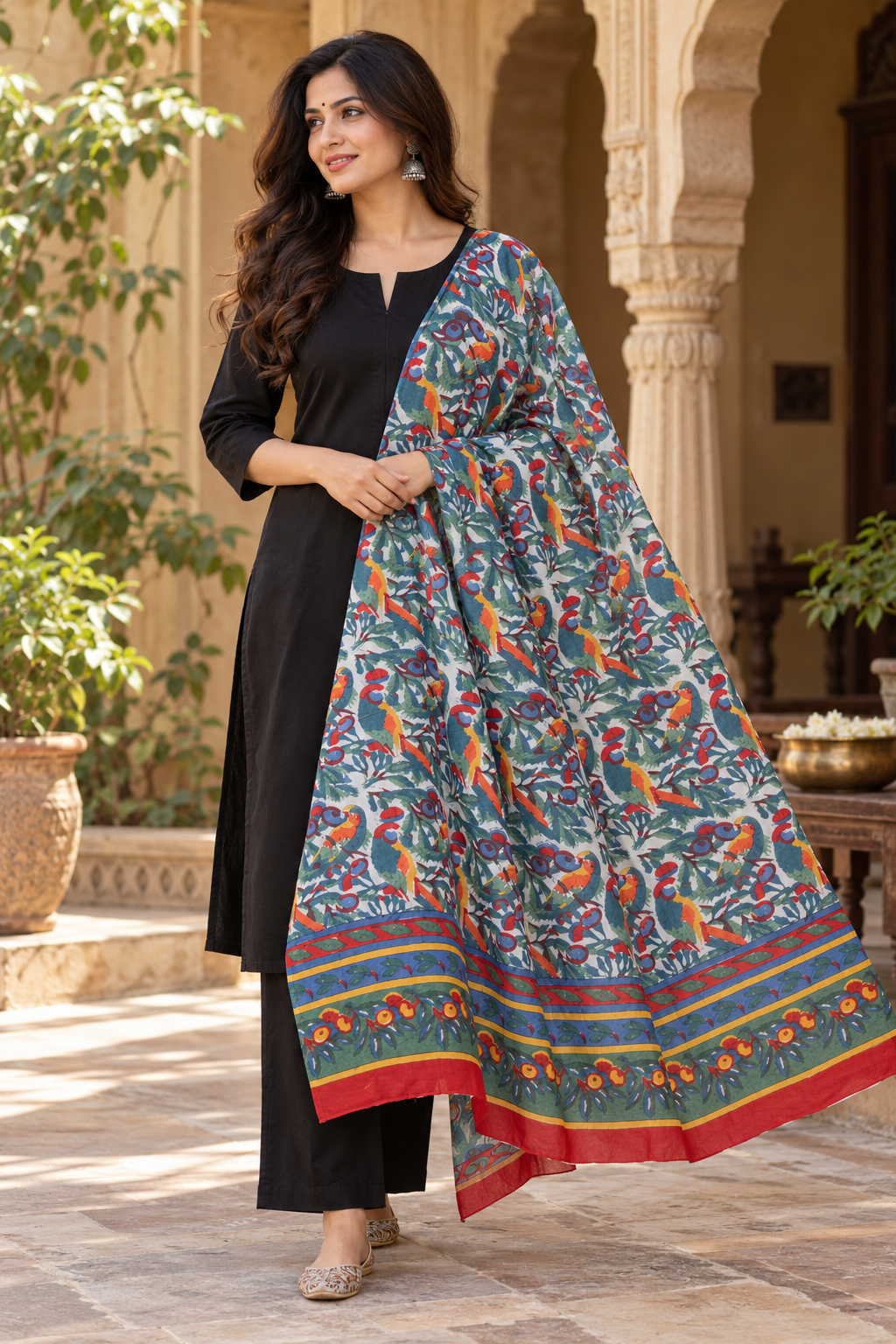 Elegant Hand block printed Cotton Dupatta