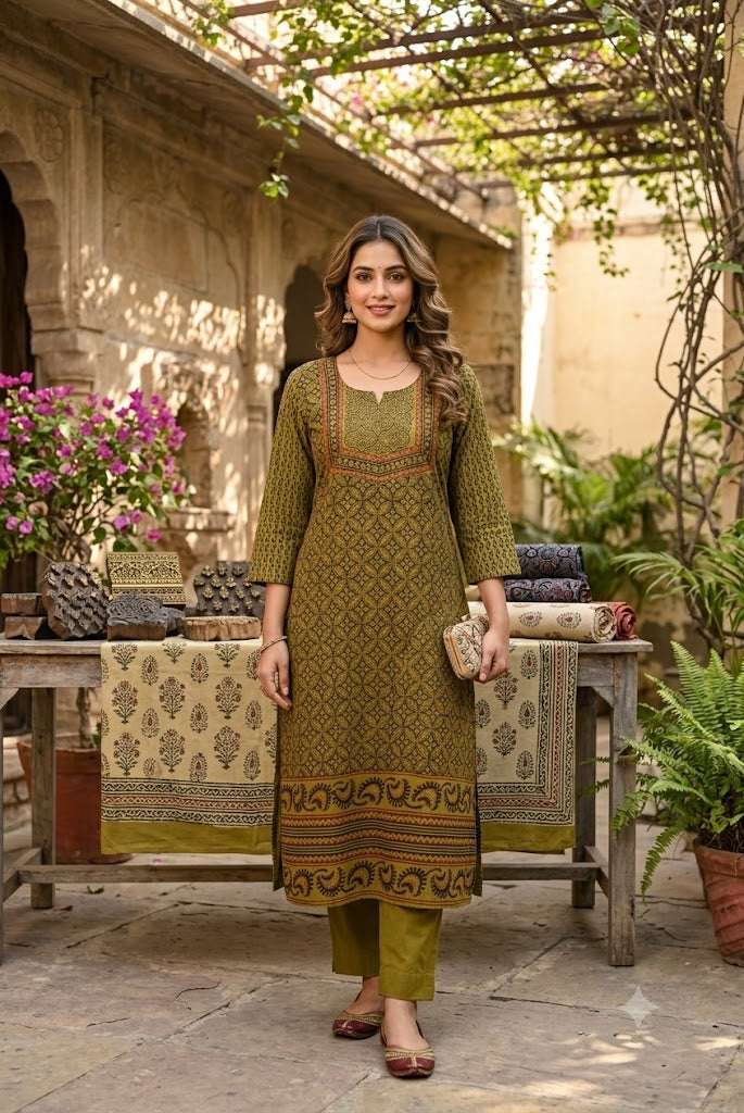 Beautiful Hand Block Printed Bagh cotton  Kurta - Size 44