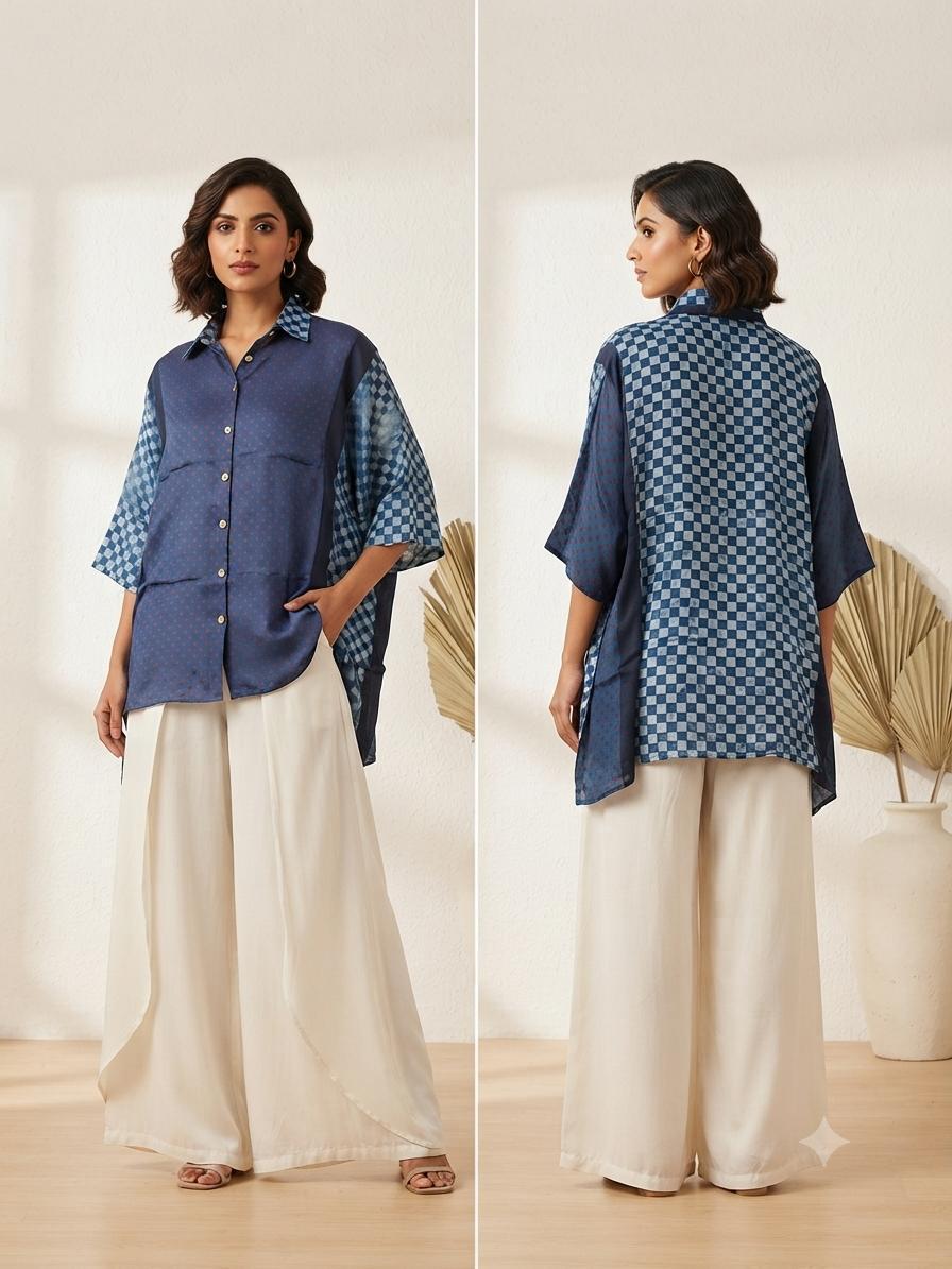Beautiful Ajrakh Modal Silk Kaftan - 38 - 44