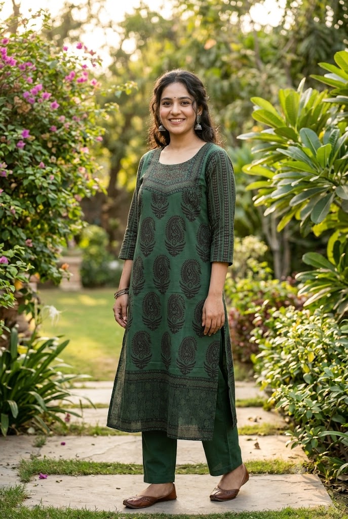 Beautiful Hand Block Printed Bagh cotton  Kurta - Size 46